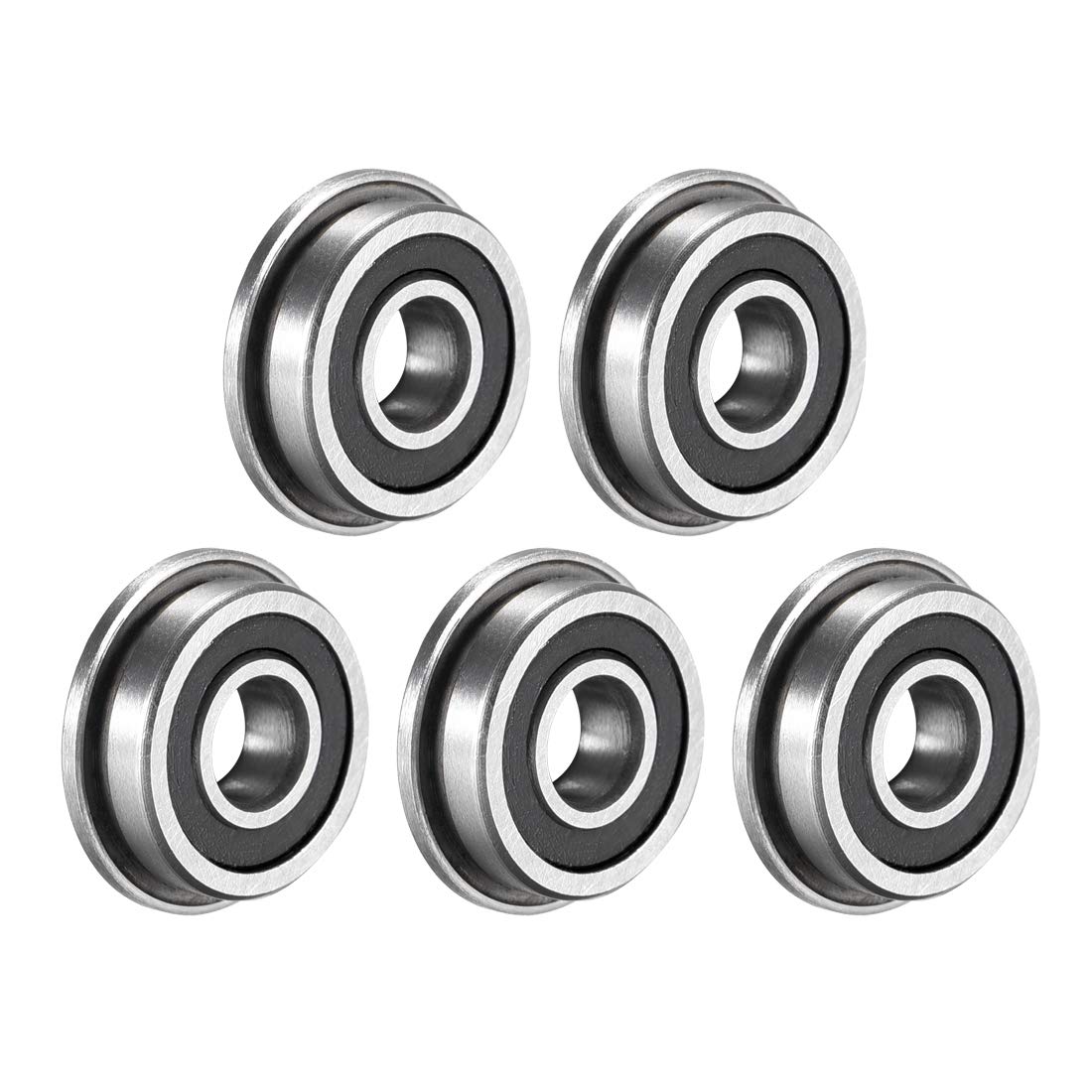 F695-2RS Flanged Ball Bearing 5x13x4mm Double Sealed (GCr15) Chrome Steel Bearings 5pcs