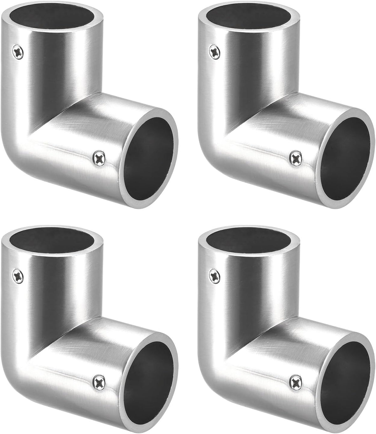 4Pcs Rail Elbow Fitting 90 Degree 2-Way Zinc Alloy Pipe Connector Brushed for 25mm/1" OD Handrail Railing