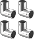 4Pcs Rail Elbow Fitting 90 Degree 2-Way Zinc Alloy Pipe Connector Brushed for 25mm/1" OD Handrail Railing