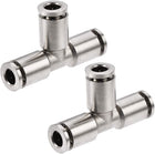 Tee Push to Connect Tube Fittings 6mm OD Push Lock Nickel Plated Copper 2Pcs