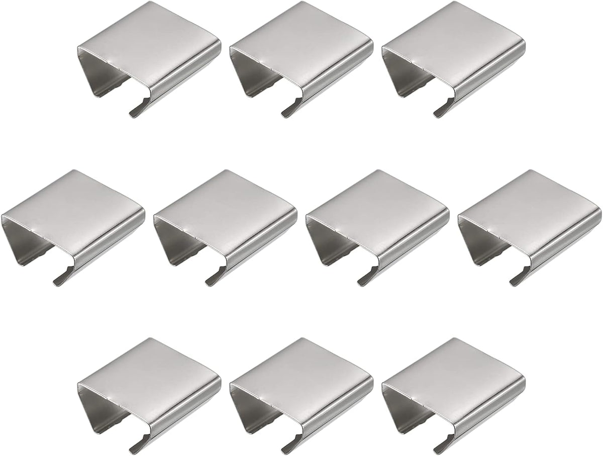 Fold Over Crimp End Caps, 50Pcs 20 x 20mm Ribbon End Clasp Tips Clamp Cord Ends for Jewelry DIY Craft Making, White Nickel