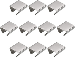 Fold Over Crimp End Caps, 50Pcs 20 x 20mm Ribbon End Clasp Tips Clamp Cord Ends for Jewelry DIY Craft Making, White Nickel