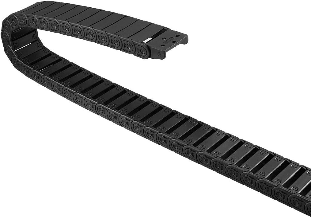 Drag Chain Cable Carrier Semi Enclosed Open Type with End Connectors R28 15X40mm 1.5 Meter Plastic for Electrical CNC Router Machines Black
