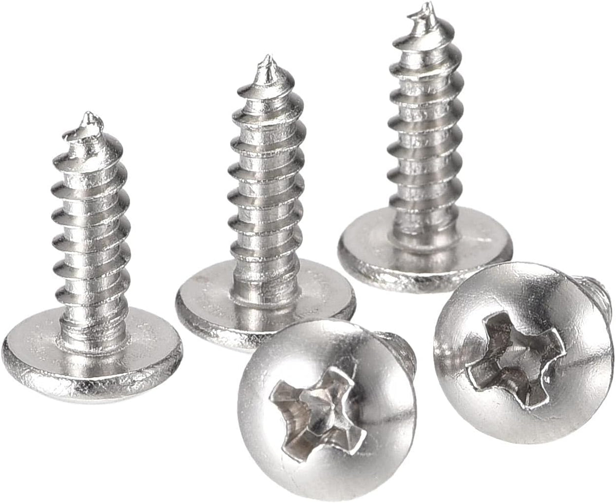 Phillips Head Self Tapping Screws, #4 x 3/8" 304 Stainless Steel Wood Sheet Metal Screw 100pcs