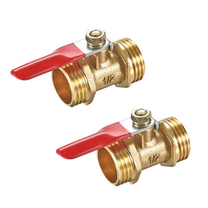 Brass Air Ball Valve Shut-off Switch G1/2 Male to Male Pipe Tubing Fitting Coupler 180 Degree Operation Handle 2Pcs