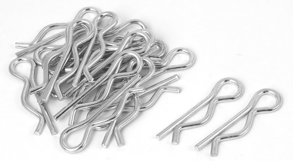 2.5mm x 45mm R-Clip Spring Locking Cotter Clip Pins Fastener Silver Tone20 Pcs
