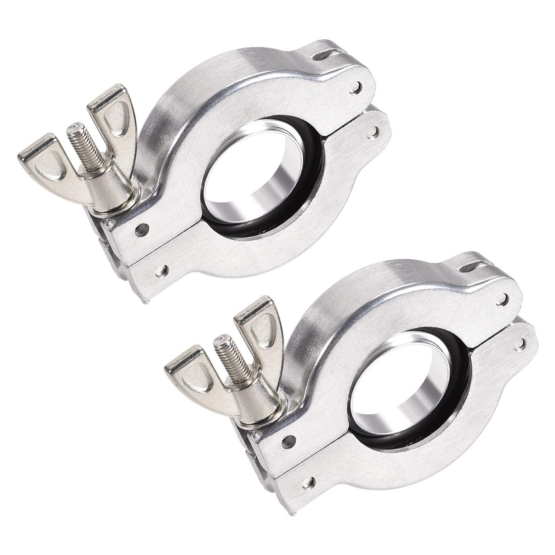 2 Pcs Aluminum Vacuum Clamp 53mm X 31mm KF25 Single Pin Clamp Wing Nut W Center Ring for Ferrule TC