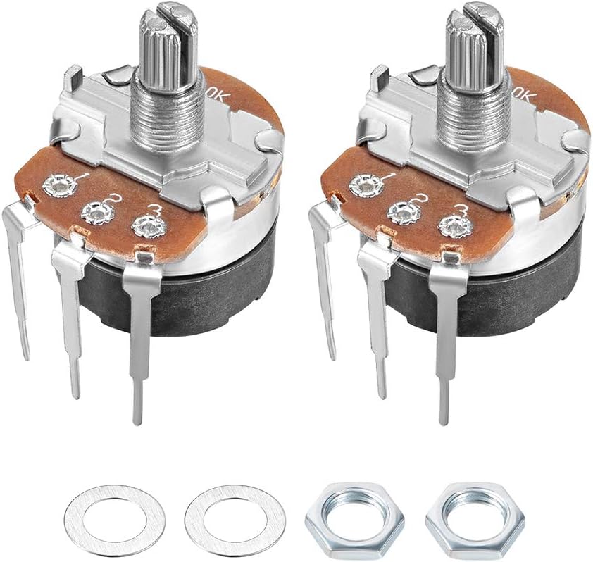 WH138 Potentiometer with Switch 5K Ohm Variable Resistors Single Turn Rotary Carbon Film Taper 2pcs
