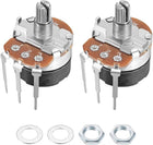 WH138 Potentiometer with Switch 5K Ohm Variable Resistors Single Turn Rotary Carbon Film Taper 2pcs