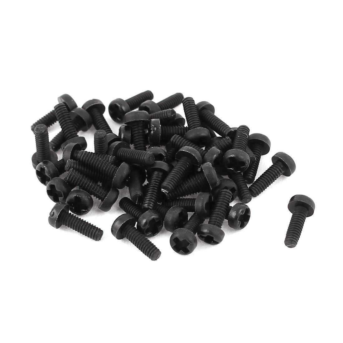 M2 x 6mm Nylon Phillips Cross Pan Head Machine Screws Black 50 PCS