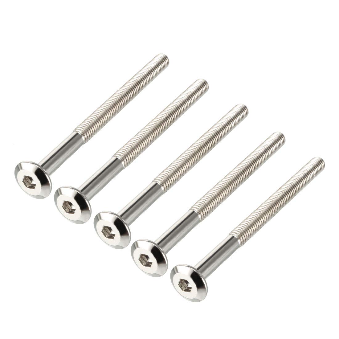 M6x80mm Furniture Bolts Hex Socket Screws Fastener 58mm Thread Length 5pcs