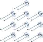 10Pcs Metal Square Peg Board Hooks, 5.9" Heavy Duty Exhibition Display Hooks Square Hole Peg Double Rod for 3/8" Spaced Pegboards, Retail Shelf Rack Hook, Silver