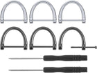 D-Rings Screw in Shackle, 6Pcs 0.63 Inch Zinc Alloy Horseshoe U Shape D Ring Buckles with Screwdriver for Purse DIY Leather Craft Keychain, Silver/Black