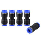 Plastic Straight Union Push to Connect Tube Fitting 8mm OD Push Fit Lock Blue 5pcs