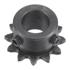 12 Tooth Roller Sprocket B Type, #25 Chain, Single Strand 1/4" Pitch, 12mm Bore Black Oxide C45 Carbon Steel with Set Screws for ISO 04C