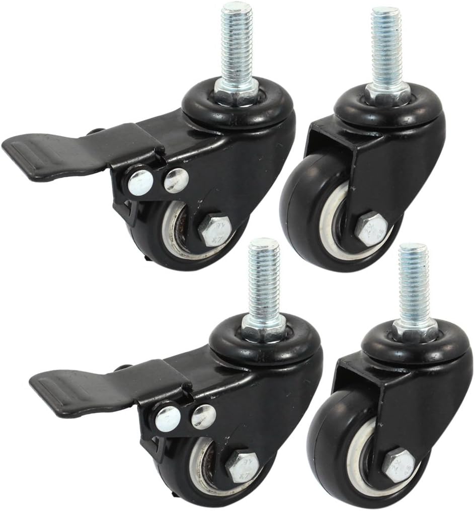 a14072300ux0387 Bakery Cart 10mm Thread 1.5" Round 2 Swivel 2 Rotary Brake Caster Set