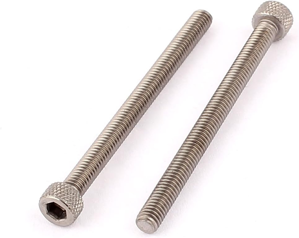 M4 x 50mm Stainless Steel Knurled Socket Head Hex Cap Screws Gray 2pcs
