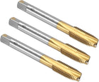 Spiral Point Plug Threading Tap M10 x 1.25 Thread, Ground Threads H2, High Speed Steel 6542, Titanium Coated, Metric Screw Taps Tapping Bit for Thread Repair, 3pcs
