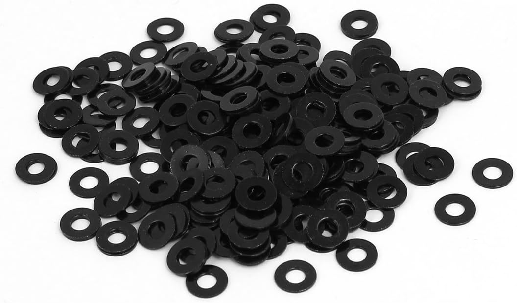 M3 x 7mm x 0.5mm Black Zinc Plated Flat Washers Gaskets Spacers 300PCS