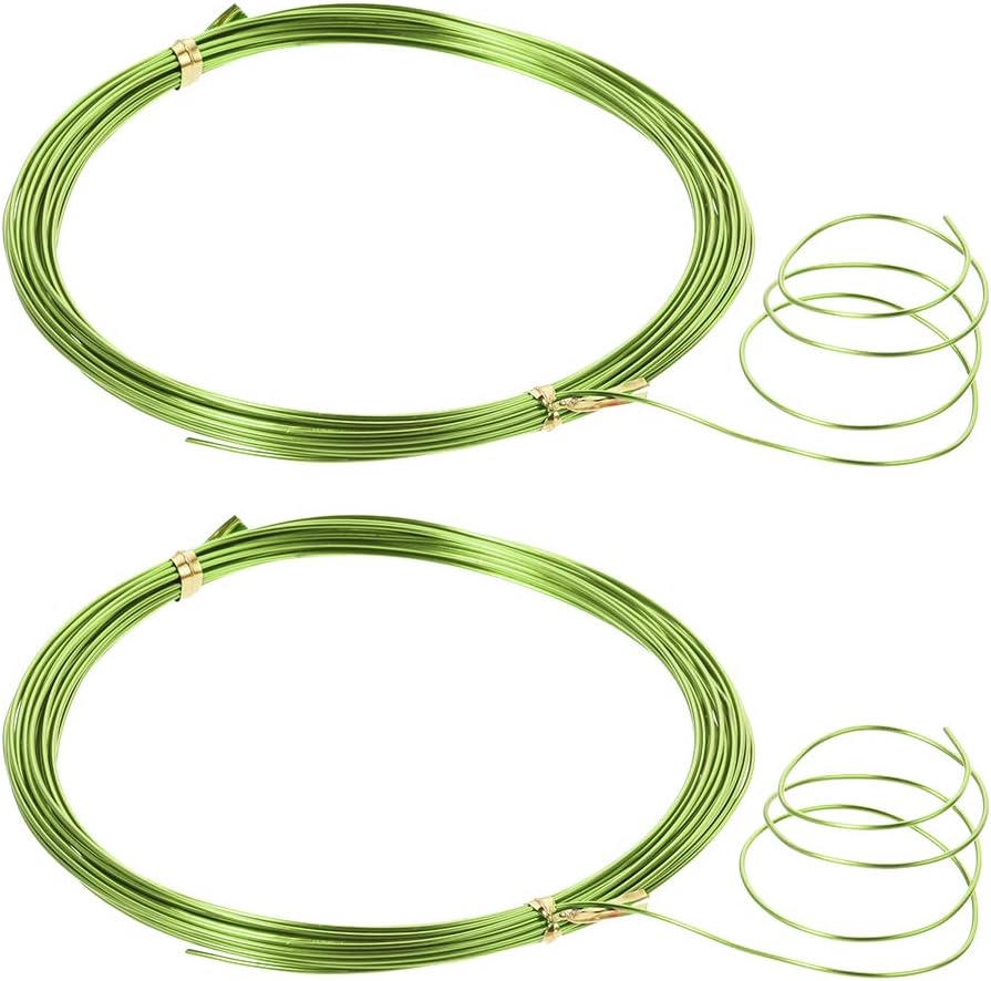 LinkMejor Aluminum Wire 32.5 Ft 1mm Dia. Flexible Metal Wire Light Green for DIY Arts Crafts 2 Pcs