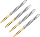 4pcs Spiral Point Plug Taps, M2 x 0.4 Metric Thread Screw Tap, Titanium Coated High Speed Steel 6542, Machine Tapping Threading Repair Tool