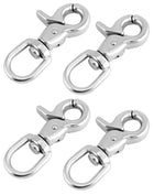 QWORK Swivel Trigger Snap Hook, 4 Pack 2.56" Marine Grade Stainless Steel 316 Swivel Trigger Clip Hook, 130 Lbs Capacity, for Cages, Dog Leash, Flag Pole, Bag, Key Ring