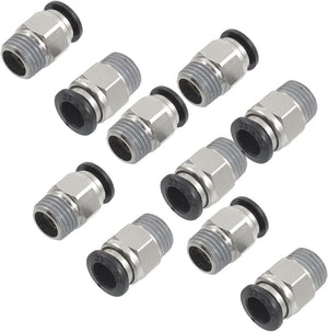 sourcing map 10 Pcs 1/4" PT Male Thread 8mm Push in Joint Pneumatic Connector Quick Fittings
