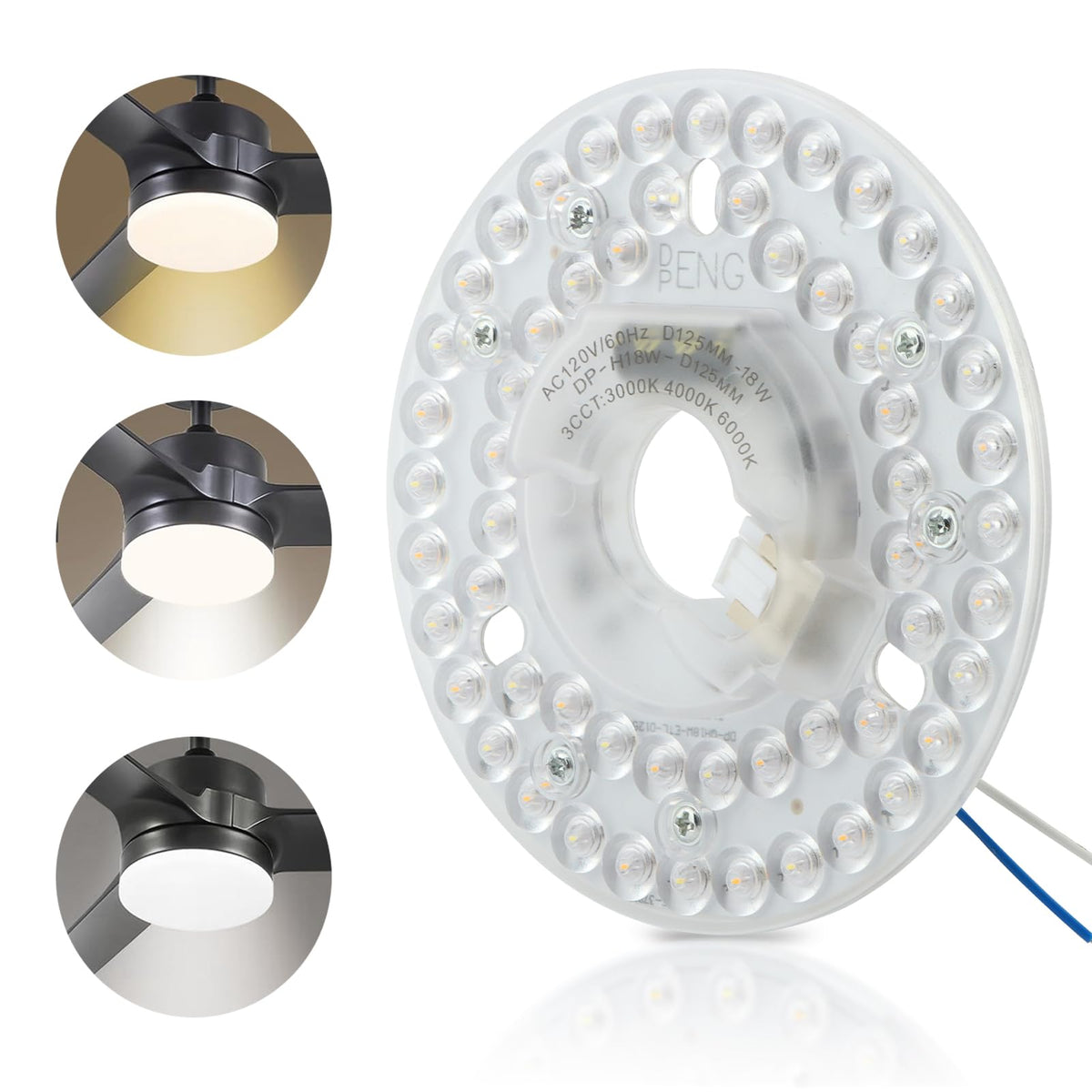 リンクマイオーレストキング・シーリングファンLED交換ディスク、18W 4.9インチ、120V、3CCT