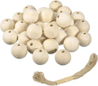 40Pcs Wooden Beads, 35mm/1.4inch Natural Color Ball Spacer Bead Unfinished Round Loose Beads for Crafts Jewelry Making Party Decoration (7mm Hole)