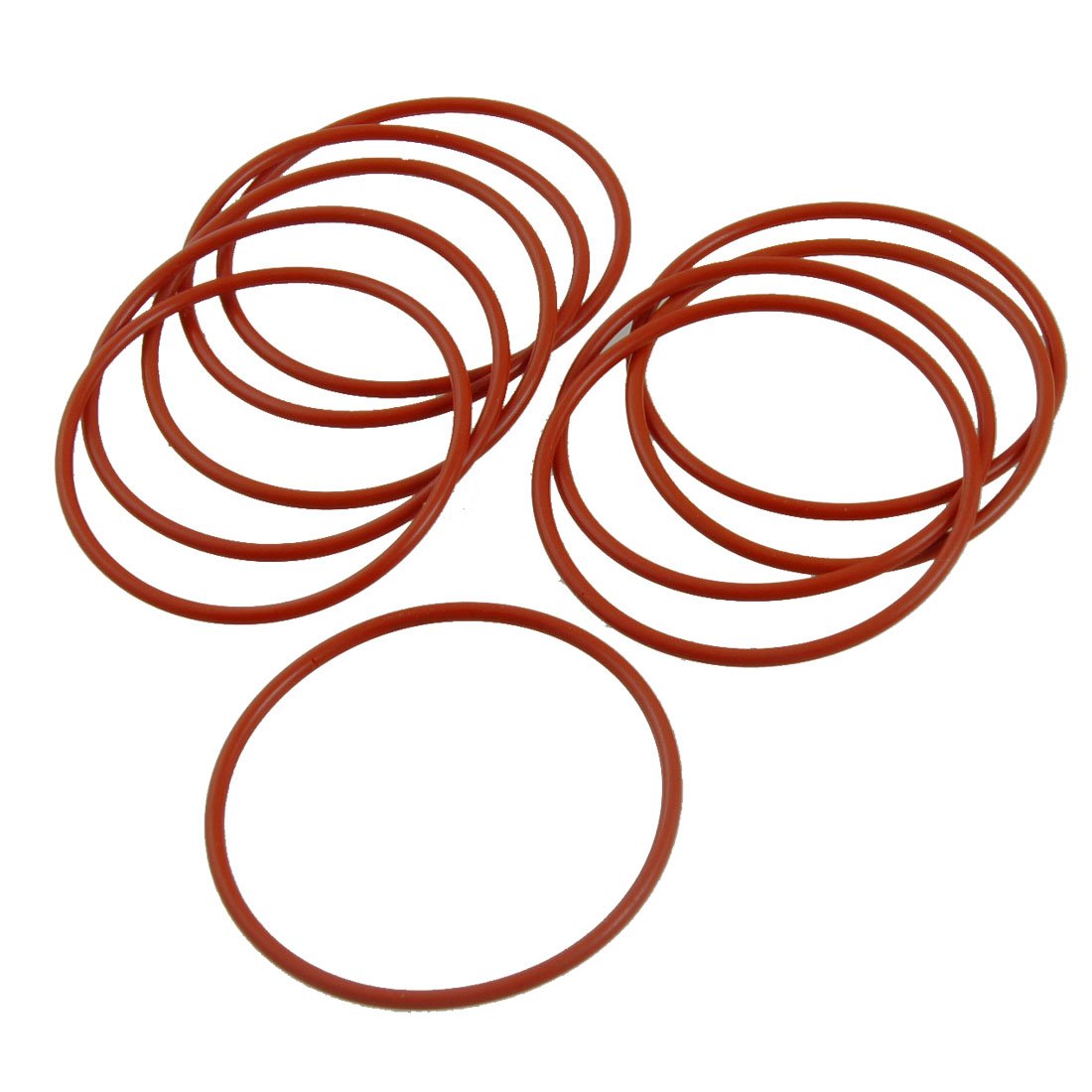 10 Pcs 50mm OD 2mm Thickness Red Silicone O Ring Oil Seals