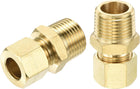 5Pcs Brass Compression Tube Fitting, 3/8" Tube OD x 3/8" NPT Male Connector Straight Coupling Adapter Union Fittings