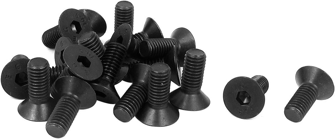 M8 x 20mm Metric Hex Socket Countersunk Head Screw Bolts Black 20PCS