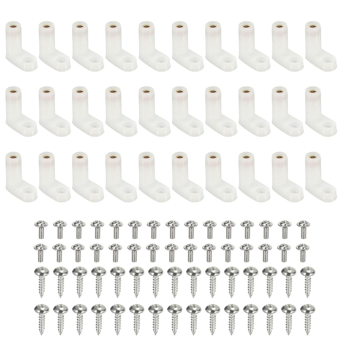 80 Pcs Circuit Board L Shape Insulated PCB Spacer 20mm Standoffs Mounting Feet Supporting Height with Screws White