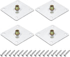 4Pcs M10 Brad Hole t Nut, 70mm/2.8inch Square Base Weld Nuts Flange Insert Female Thread with Mounting Screws for Wood Furniture