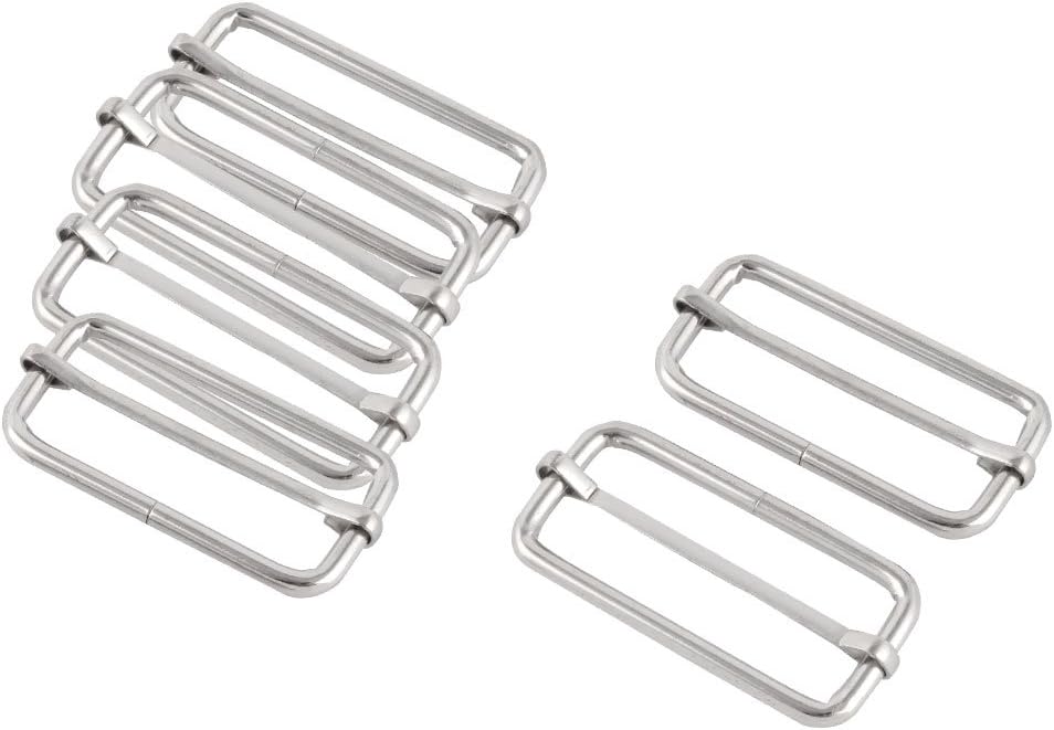 LinkMejor Metal Luggage Bag Webbing Connecting Glide Buckle Fastener 6 Pcs Silver Tone