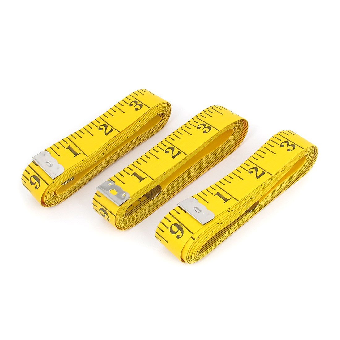 LinkMejor a15111000ux0461 300cm Double Scale Sewing Cloth Tailor Ruler Tape Measure Yellow (Pack of 3)