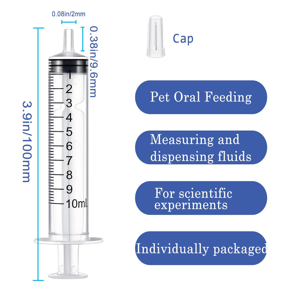 Seringa de 10ml para Líquido, Seringa Sem Agulha, Embalada Individualmente Estéril 10un.