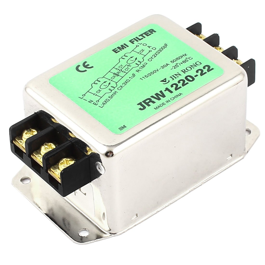 AC 115V/250Volt 20A Rated Current Metal Housing Power Line EMI Filter