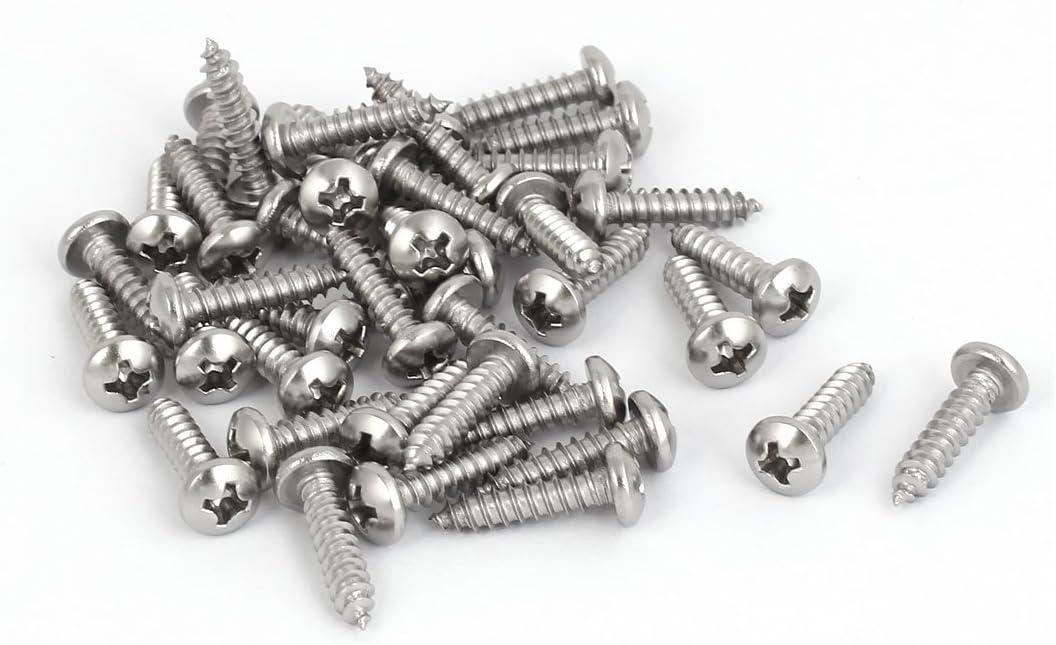 M3.9x16mm 316 Stainless Steel Phillips Pan Head Self Tapping Screws Bolts 40pcs