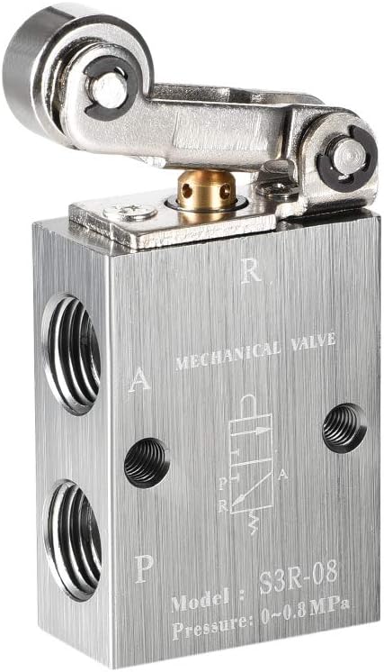 2 Position 3 Way 1/4" PT Manual Hand Pull Pneumatic Solenoid Mechanical Valve,S3R-08