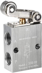 2 Position 3 Way 1/4" PT Manual Hand Pull Pneumatic Solenoid Mechanical Valve,S3R-08