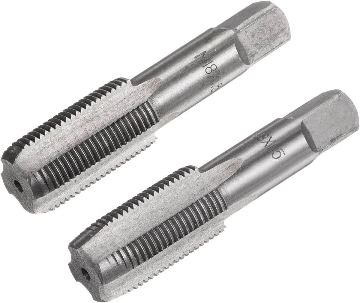 Metric Hand Tap M18 Thread 1.5 Pitch 4 Straight Flutes H2 Alloy Tool Steel Bottom & Taper Screw Tap Set Tapping Tools for Repairing 1 Pair