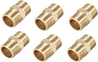 Brass Pipe Fitting Connector Straight HeX Nipple Coupler 1/4 x 1/4 G Male Thread Hose Fittings Gold Tone 6pcs
