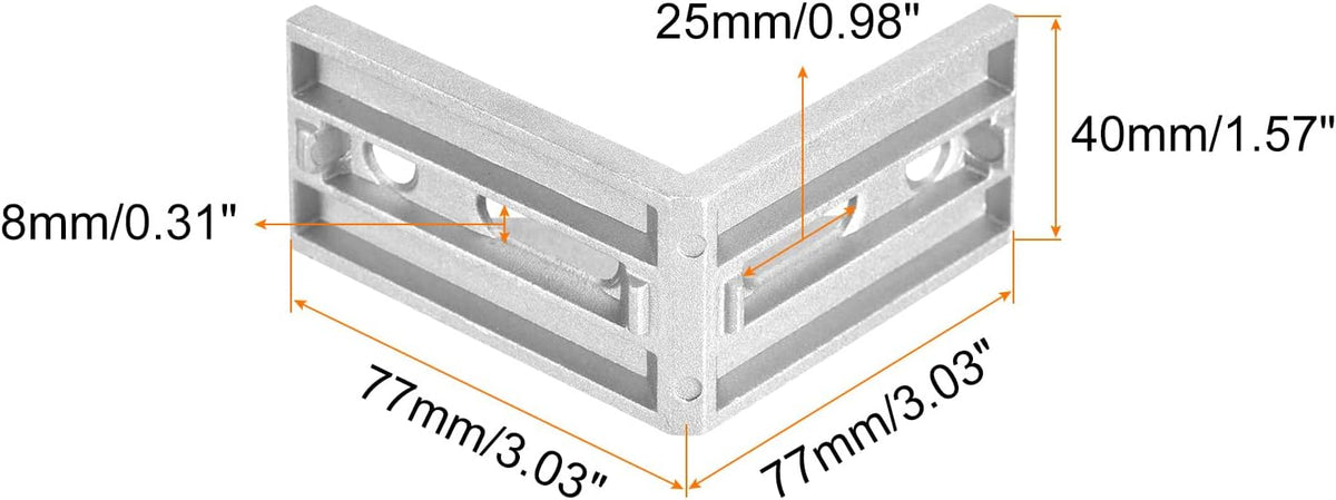 8Adet İç Köşe Kancası Gusset, 77x77x40mm 4080 Açı Bağlayıcılar, 4040/4080 Serisi Alüminyum Extrüsyon Profili Gümüş
