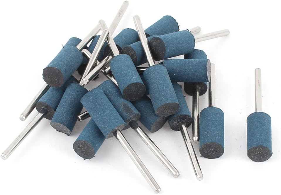 3mm Shank 10mm Cylinder Head Blue Rubber Polishing Mounted Point 22Pcs