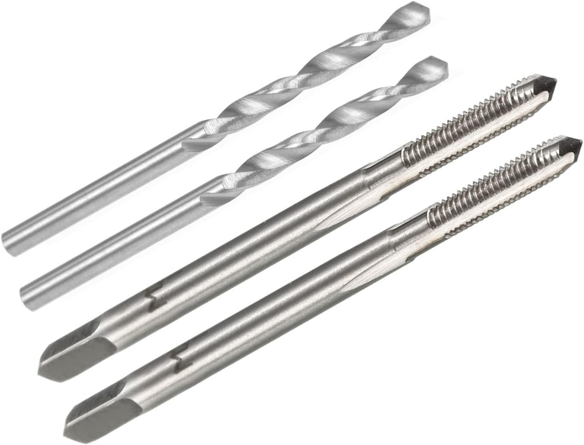 Metric Machine Tap and Drill Bits Set,M2.5 x 0.45mm H2 3 Straight Flutes Thread Tapping DIY Tool 2.05mm Solid Carbide Drilling Bit Straight Shank for Stainless Steel Alloy 4pcs