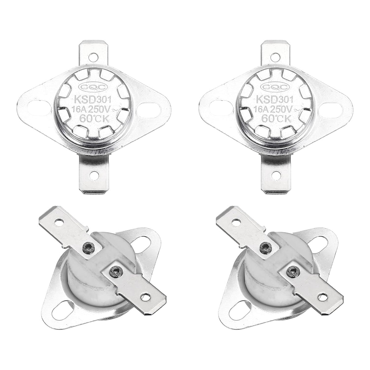 KSD301 Thermostat 60°C/140°F 16A Normally Open N.C Temperature Switch for Microwaves,Oven,Coffee Maker 4 Pcs,Ceramic Material