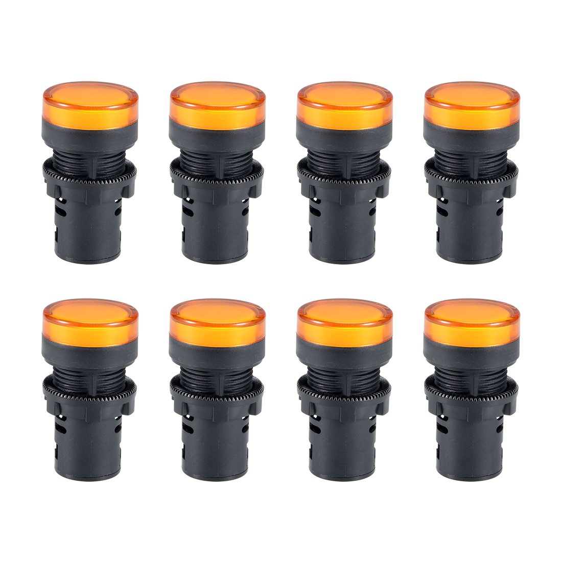 8Pcs Yellow Indicator Light AC/DC 24V, 22mm Panel Mount, for Electrical Control Panel, HVAC, DIY Projects