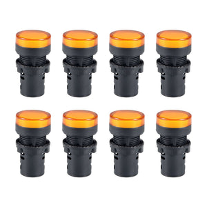 8Pcs Yellow Indicator Light AC/DC 24V, 22mm Panel Mount, for Electrical Control Panel, HVAC, DIY Projects