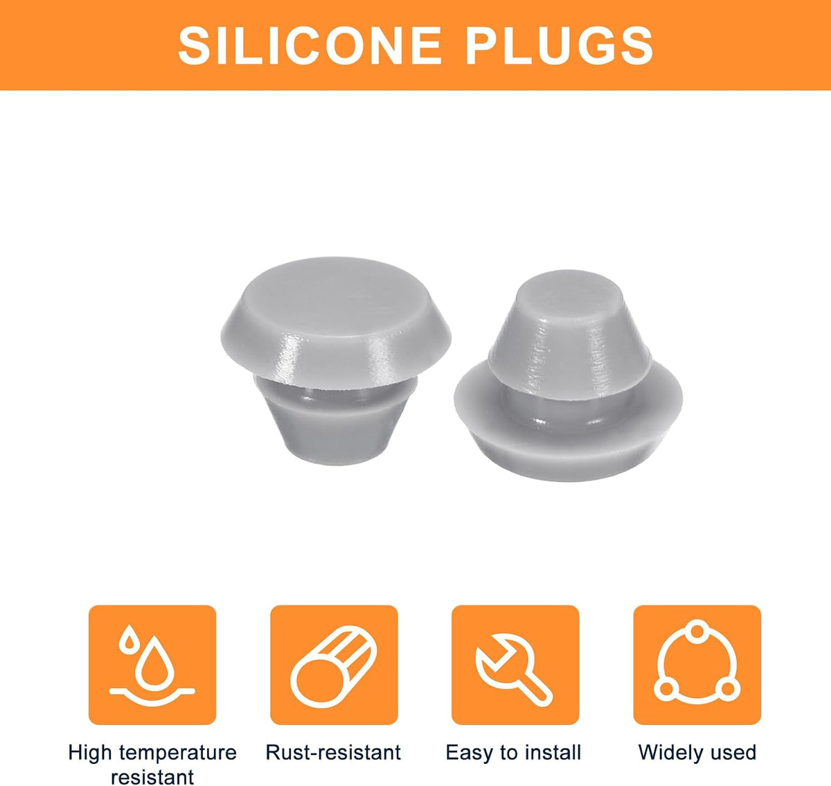 8Pcs Silikon Stecker, Gummi runde Schnappverschluss-Stecker für 20-22mm Loch, Lochstopper wasserdichter Lochstecker für Metallrohr, Möbel-Endkappen-Einlagen, Grau